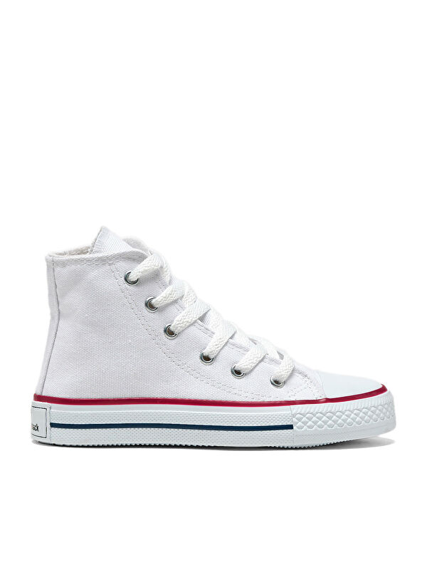 Çocuk Unisex Beyaz Rahat Kalıp Bağcıklı Uzun Spor Ayakkabı - Görsel 3