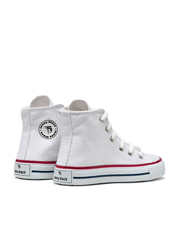 Çocuk Unisex Beyaz Rahat Kalıp Bağcıklı Uzun Spor Ayakkabı - Görsel 4