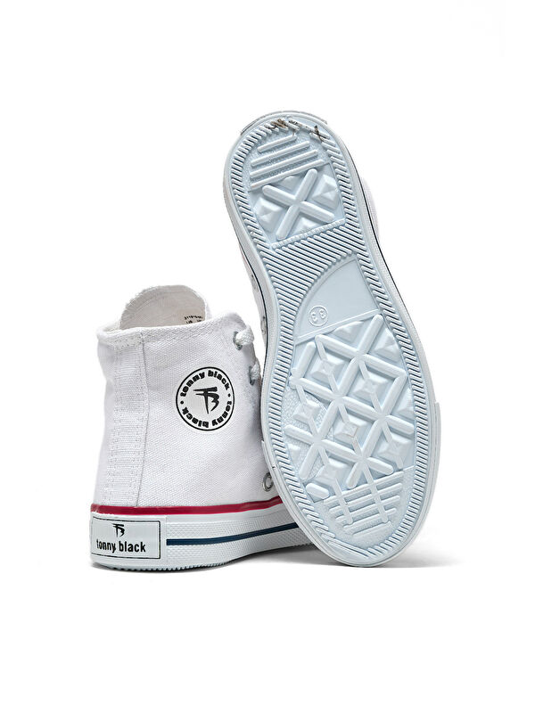 Çocuk Unisex Beyaz Rahat Kalıp Bağcıklı Uzun Spor Ayakkabı - Görsel 5