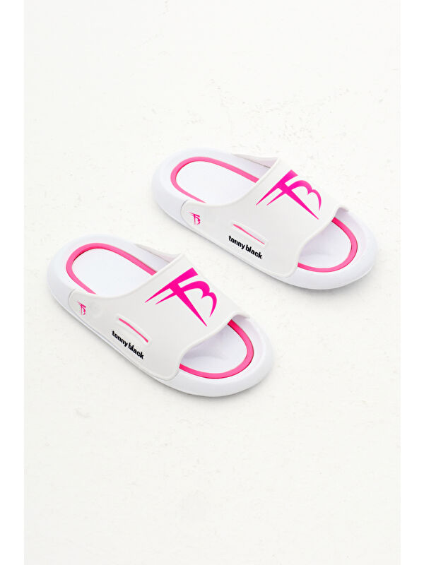 Çocuk Unisex Beyaz Poli Taban Logolu Terlik - Görsel 4