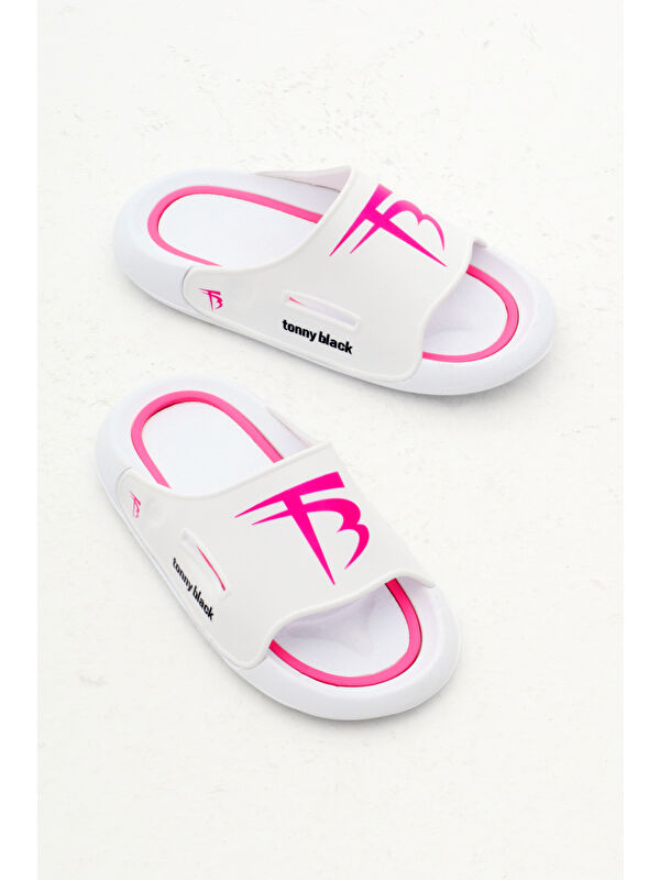 Çocuk Unisex Beyaz Poli Taban Logolu Terlik - Görsel 5