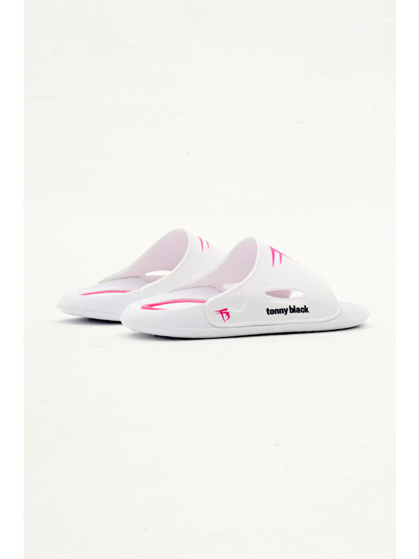 Çocuk Unisex Beyaz Poli Taban Logolu Terlik - Görsel 6