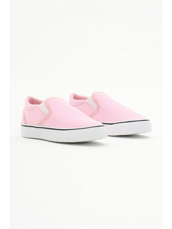 Çocuk Unisex Pembe Kauçuk Taban Keten Lastikli Spor Ayakkabı - Görsel 3