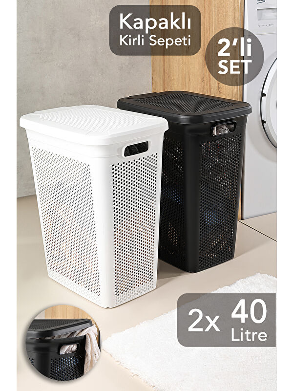 Meleni Home 2'li Kirli Çamaşır Sepeti Seti 40 l