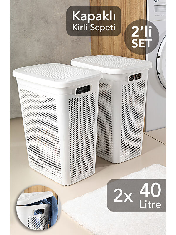 Meleni Home 2'li Kirli Çamaşır Sepeti Seti 40 l