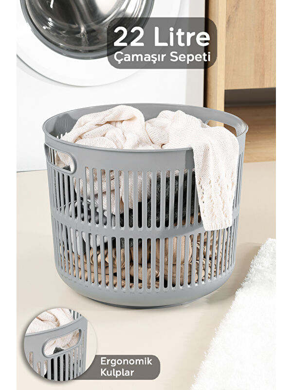 Meleni Home Solara Yuvarlak Çamaşır Sepeti 22 l