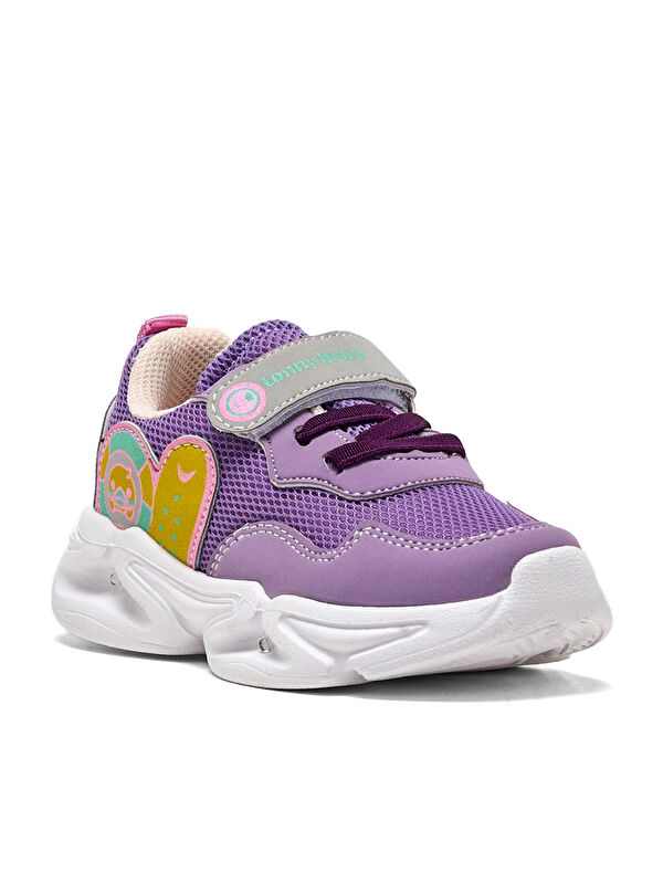 Çocuk Unisex Lila Somon Işıklı Cırtlı Ayakkabı - Görsel 3