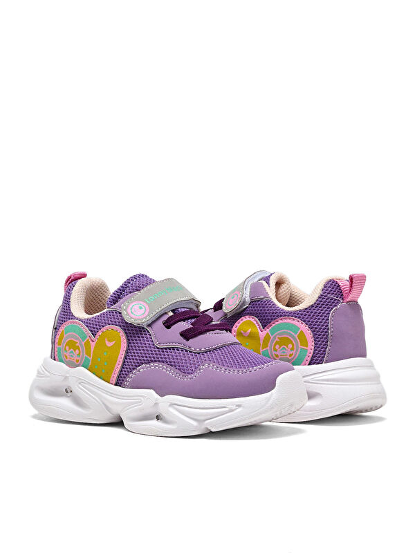 Çocuk Unisex Lila Somon Işıklı Cırtlı Ayakkabı - Görsel 6