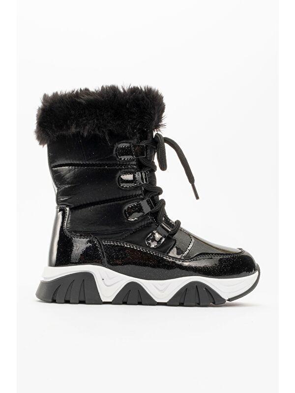 Kız Çocuk Siyah Simli Rugan Deri Suya Dayanıklı Günlük Bot - Görsel 5