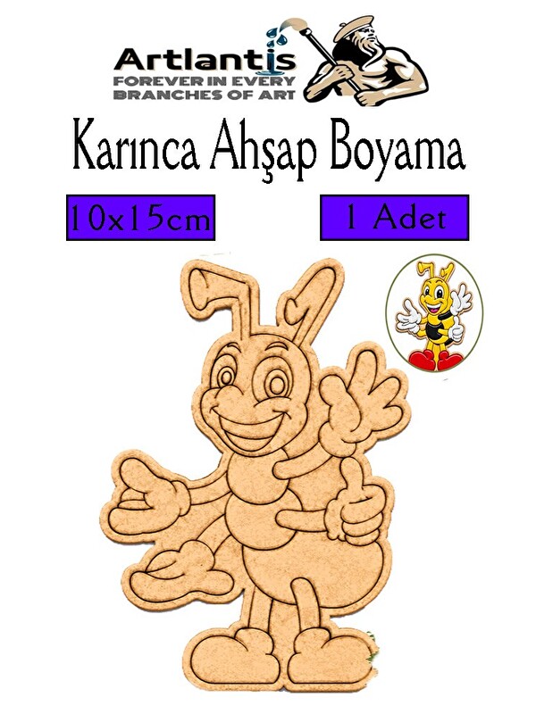 Artlantis Ahşap Boyama Böcekler 1 Adet 10x15cm Boyama Böcek Figürleri Etkinlik Çocuk Gelişim Motor Beceri