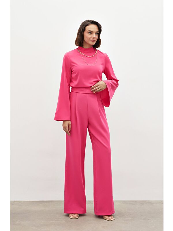 SATEEN Bel Detaylı Pantolon - Pembe