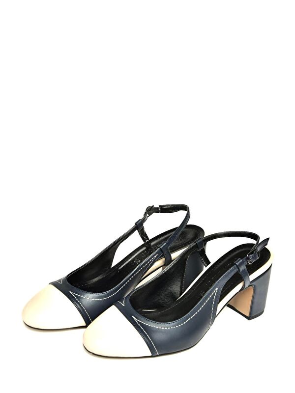 U8200253 Lacivert/Ten Kadın Topuklu Ayakkabı - Görsel 3