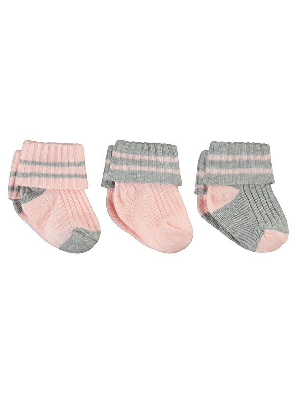 Civil Baby Kız Bebek 3'lü Çorap Set 0-24 Ay Pembe