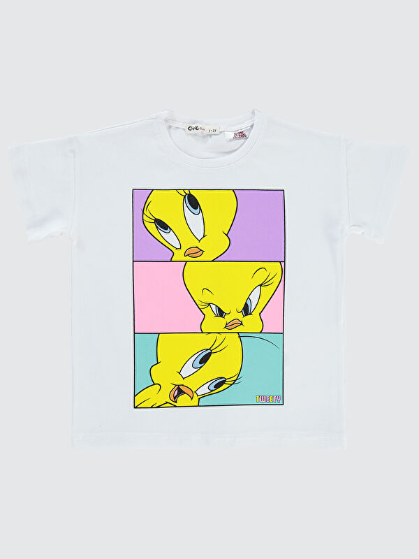 Civil Tweety Kız Çocuk Tişört 2-5 Yaş Beyaz