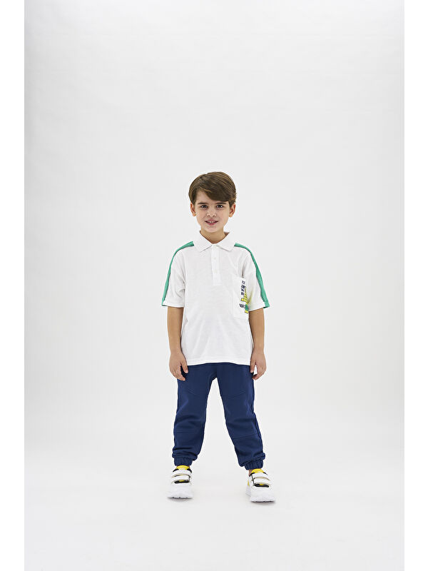 Panço Erkek Çocuk Beyaz Polo Yaka Tişört