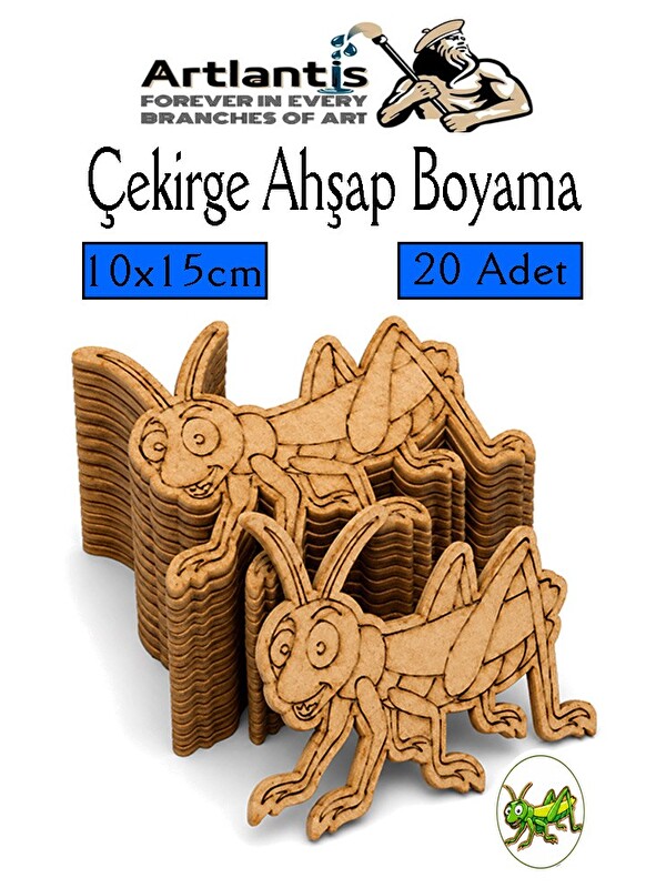 Artlantis Ahşap Boyama Böcekler 20 Adet 10x15cm Boyama Böcek Figürleri Etkinlik Çocuk Gelişim Motor Beceri