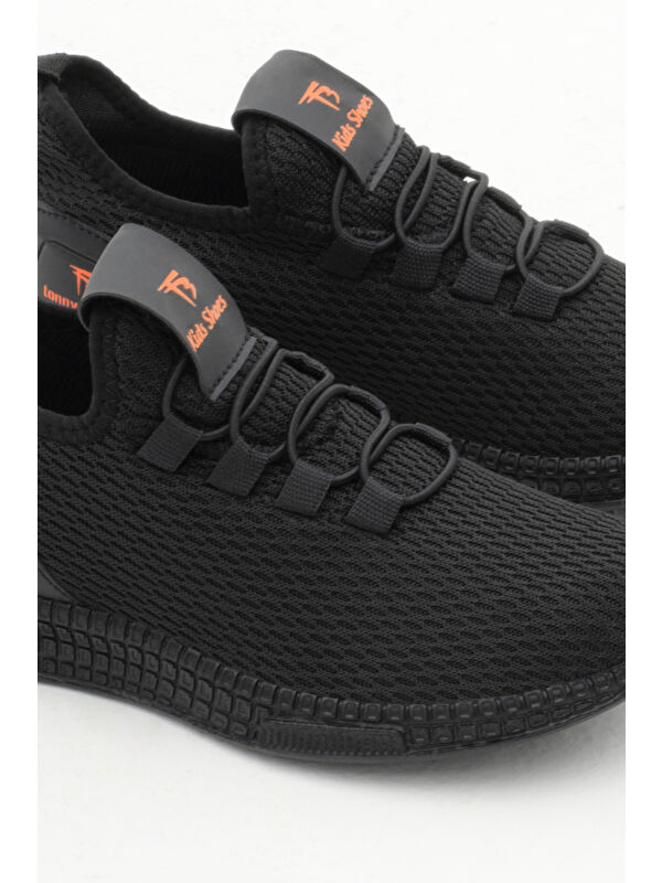 Çocuk Unisex Siyah Rahat Kalıp Lastik Bağcıklı Spor Ayakkabı - Görsel 4