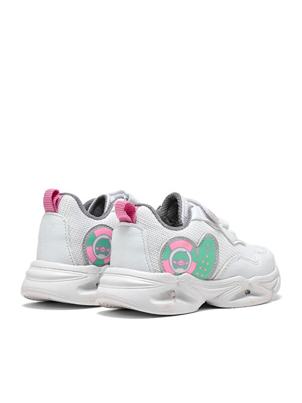 Çocuk Unisex Beyaz Lila Işıklı Cırtlı Ayakkabı - Görsel 4