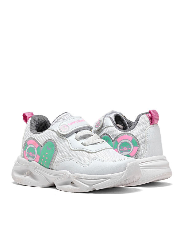 Çocuk Unisex Beyaz Lila Işıklı Cırtlı Ayakkabı - Görsel 6