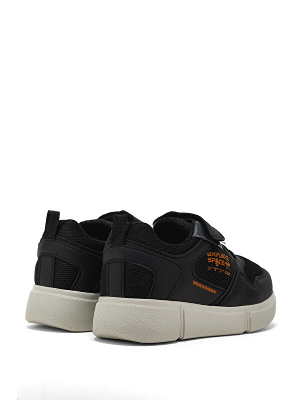 Çocuk Unisex Siyah Portakal Rahat Kalıp Cırtlı Ayakkabı - Görsel 3