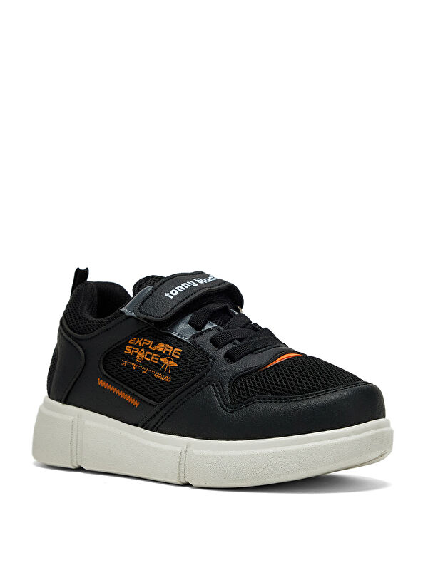 Çocuk Unisex Siyah Portakal Rahat Kalıp Cırtlı Ayakkabı - Görsel 4