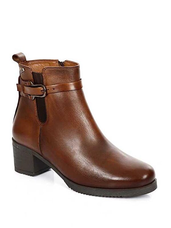 Gonderi(r) Kahverengi Gonderi(r) Hakiki Deri Topuklu Fermuarlı Kadın Bot