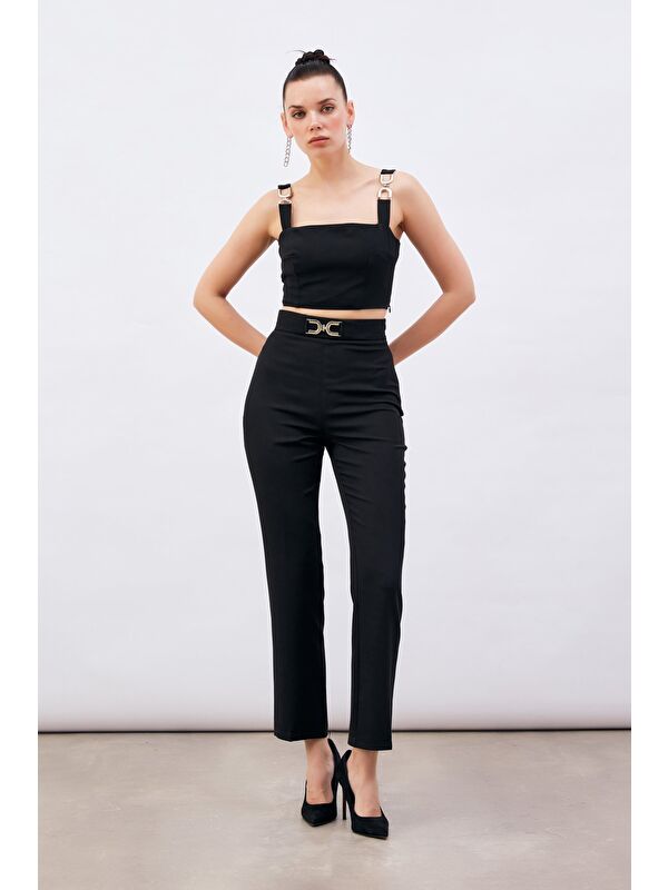 SATEEN Aksesuar Detaylı Pantolon - Siyah
