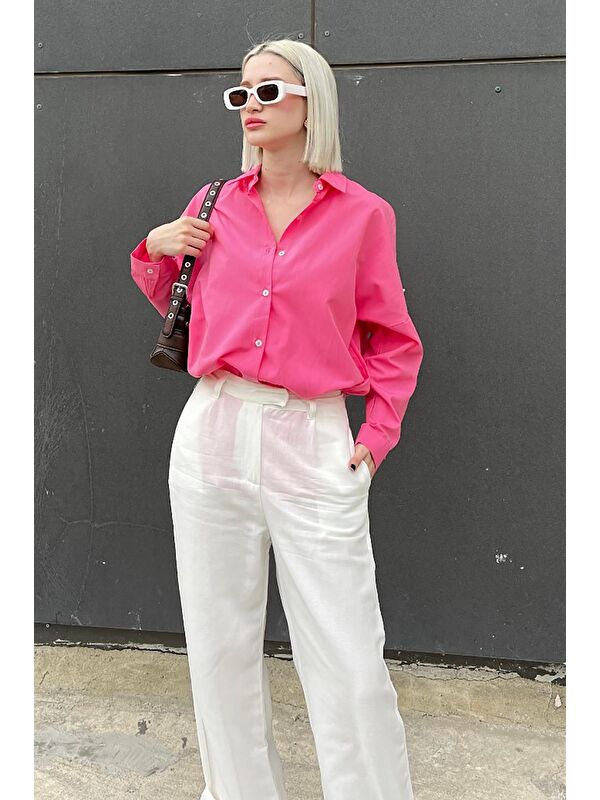 Madmext Fuşya Oversize Gömlek Mg1369