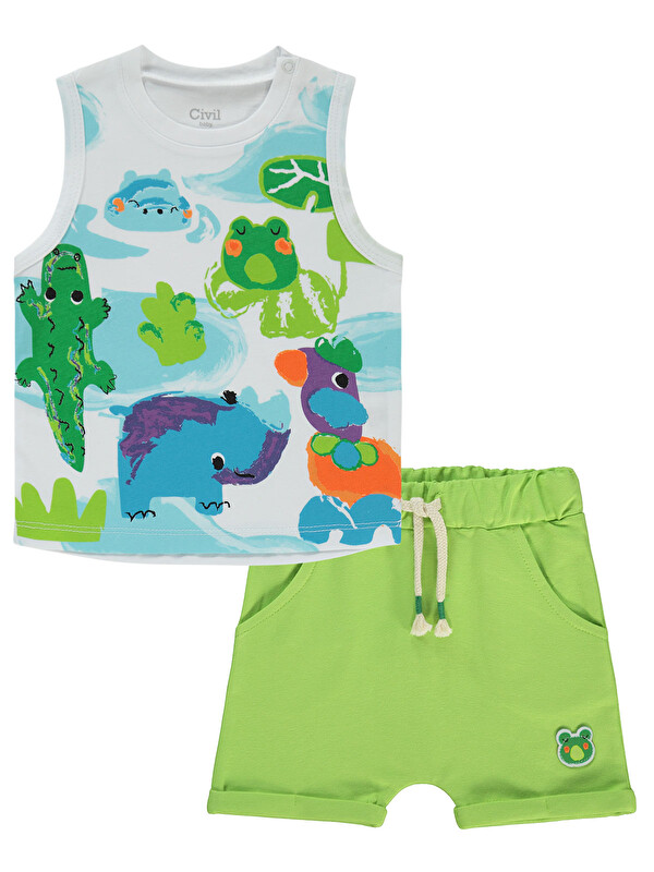 Civil Baby Erkek Bebek Şortlu Takım 6-18 Ay Beyaz