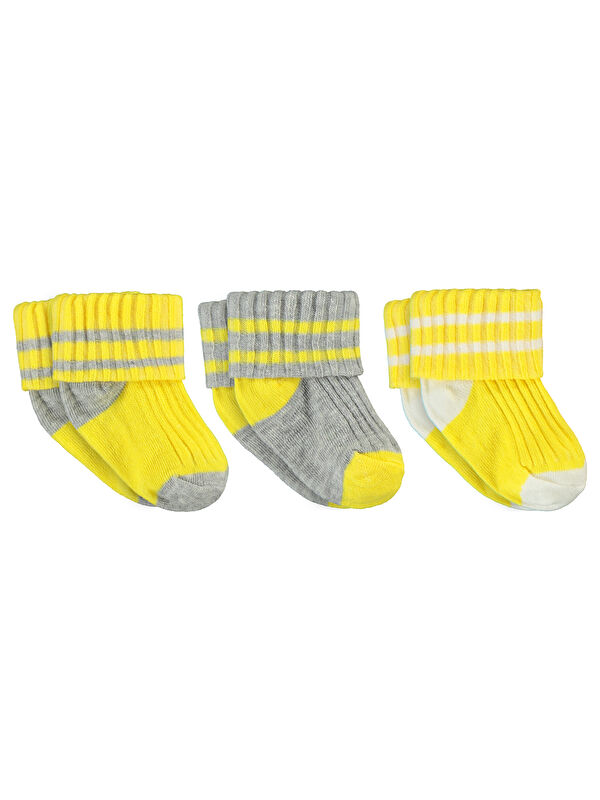 Civil Baby Bebek 3'lü Çorap Set 0-24 Ay Sarı