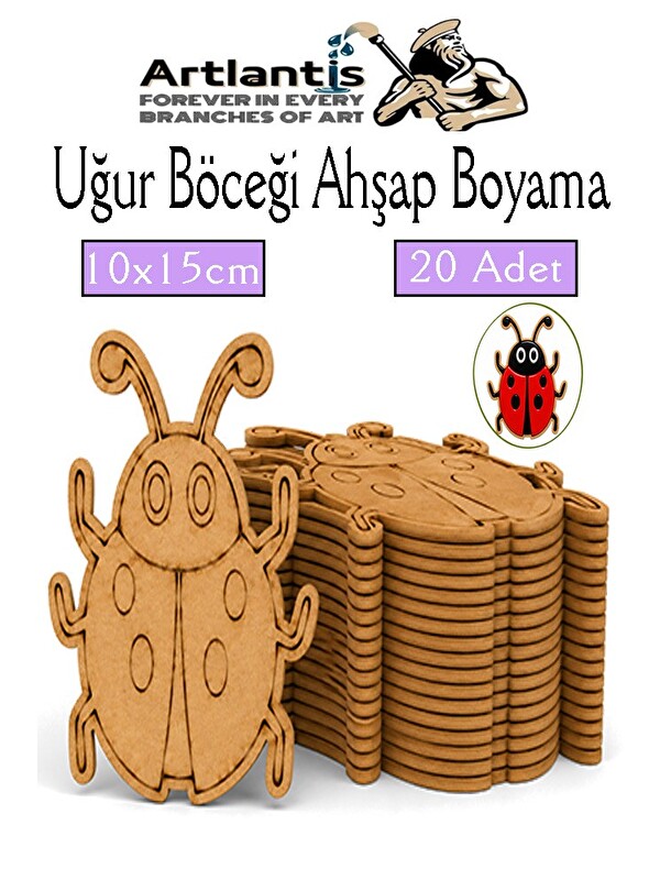 Artlantis Ahşap Boyama Böcekler 20 Adet 10x15cm Boyama Böcek Figürleri Etkinlik Çocuk Gelişim Motor Beceri