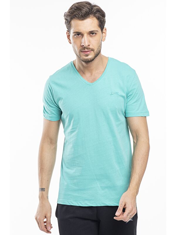 SLAZENGER SARGON Erkek %100 Pamuk Tişört Koyu Yeşil