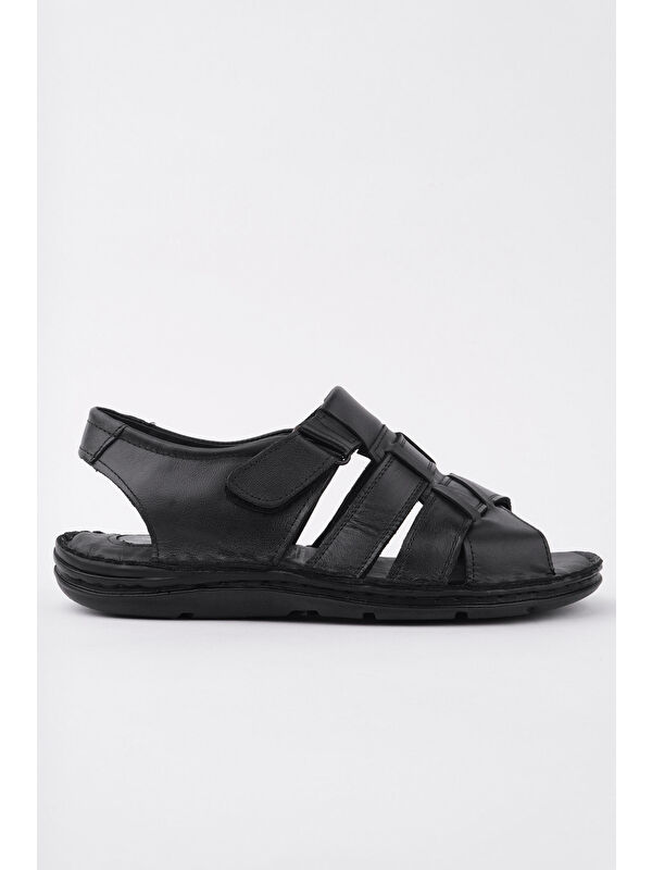 Charles Erkek Günlük Hakiki Deri Rahat Yumuşak Taban Ortopedik Sandalet - Görsel 6