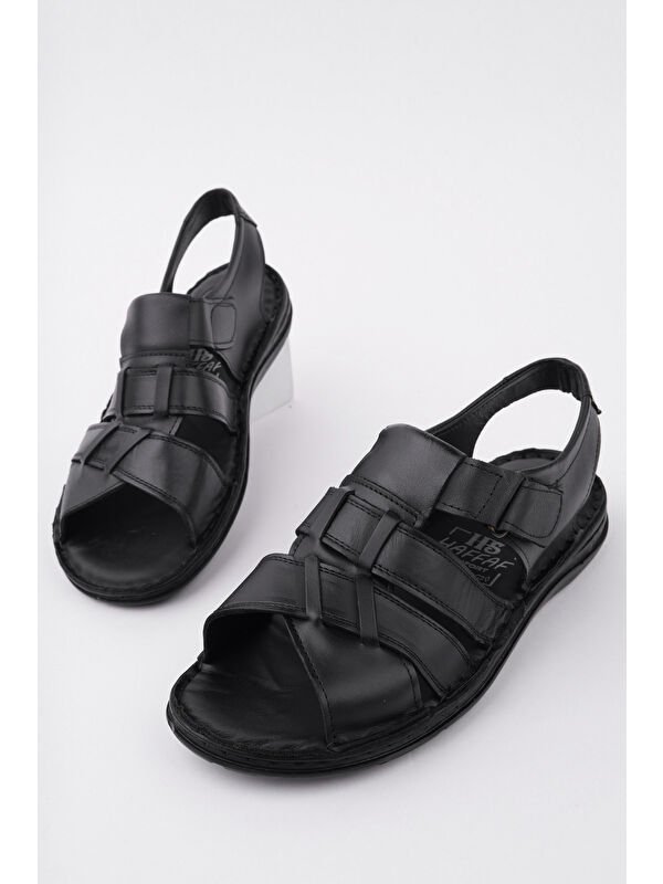 Charles Erkek Günlük Hakiki Deri Rahat Yumuşak Taban Ortopedik Sandalet - Görsel 8