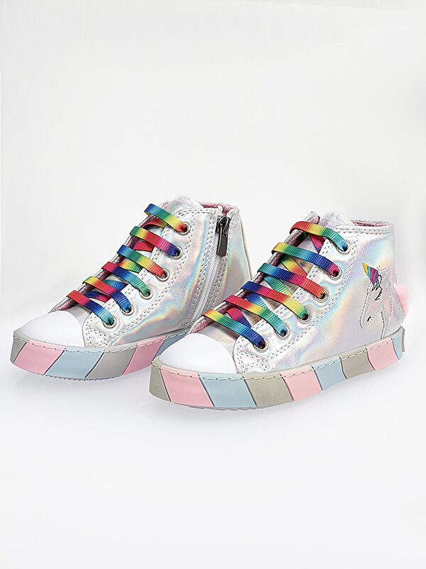 Hologram Yandan Dikişli Ortopedik Kız Sneakers - Görsel 3