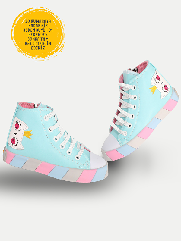 Kedi Prenses Mavi Kız Çocuk Sneakers - Görsel 5
