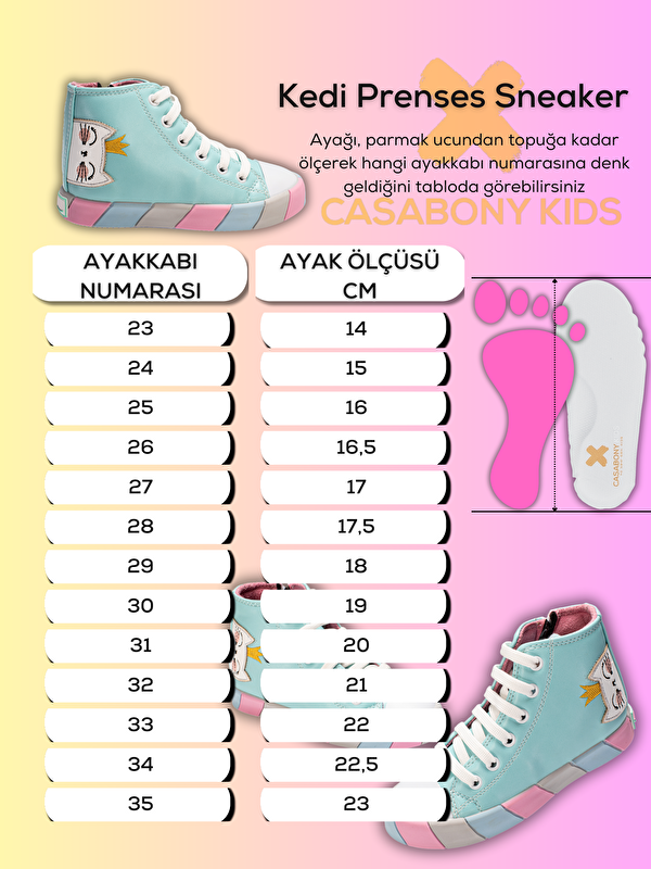 Kedi Prenses Mavi Kız Çocuk Sneakers - Görsel 6