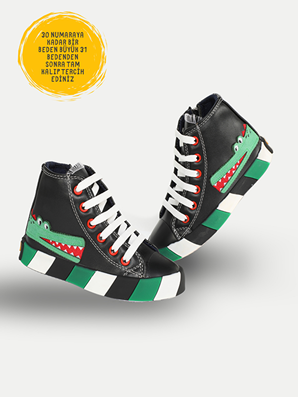 Timsah Ortopedik Destekli Siyah Erkek Çocuk Sneakers - Görsel 2