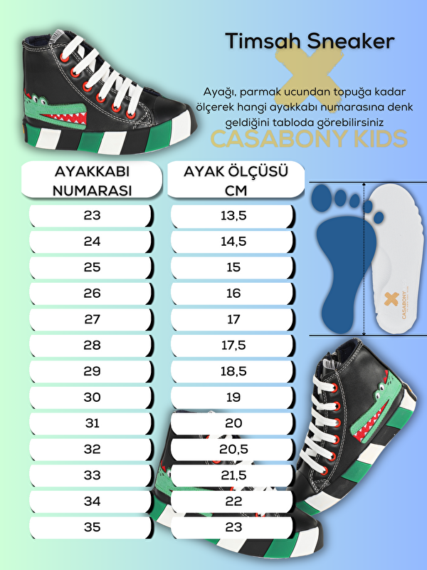 Timsah Ortopedik Destekli Siyah Erkek Çocuk Sneakers - Görsel 5