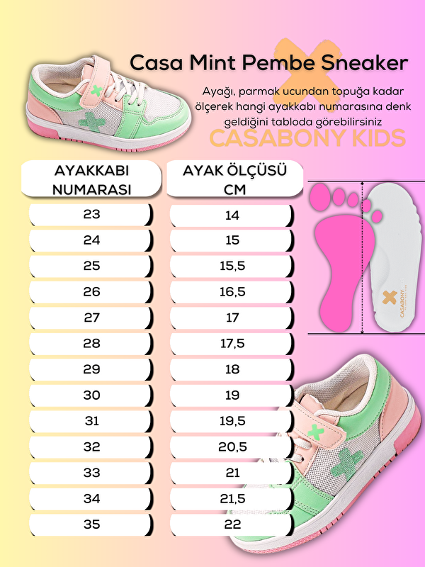 Casa Mint Pembe Kız Çocuk Sneakers - Görsel 5