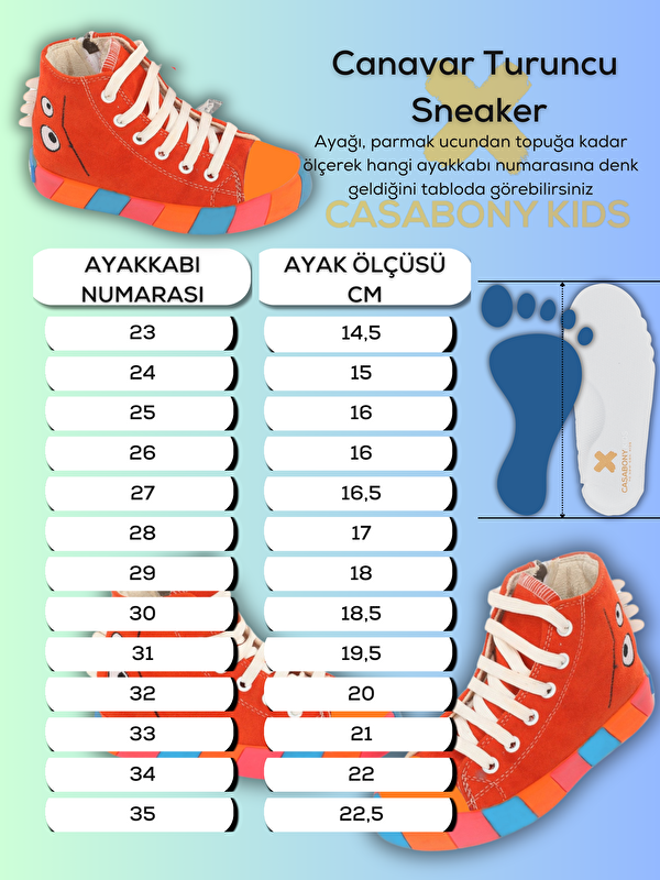 Canavar Turuncu Süet Erkek Çocuk Sneakers - Görsel 6