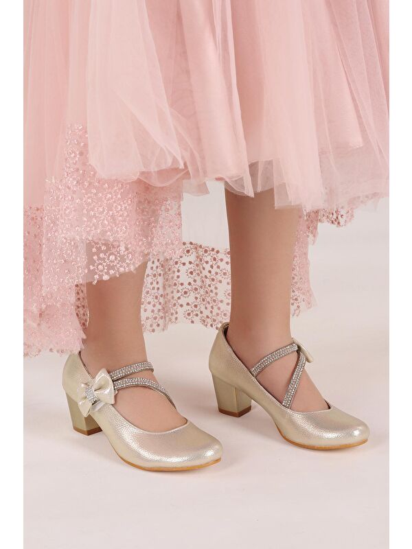 Aisha Vakko Günlük Kız Çocuk 4 Cm Topuklu Abiye Ayakkabı - Görsel 3