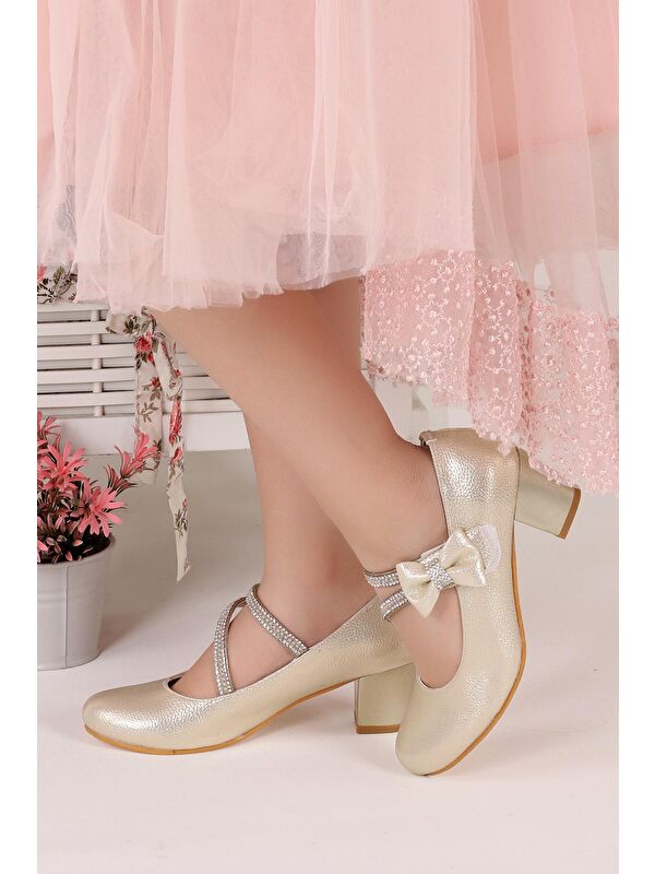 Aisha Vakko Günlük Kız Çocuk 4 Cm Topuklu Abiye Ayakkabı - Görsel 4