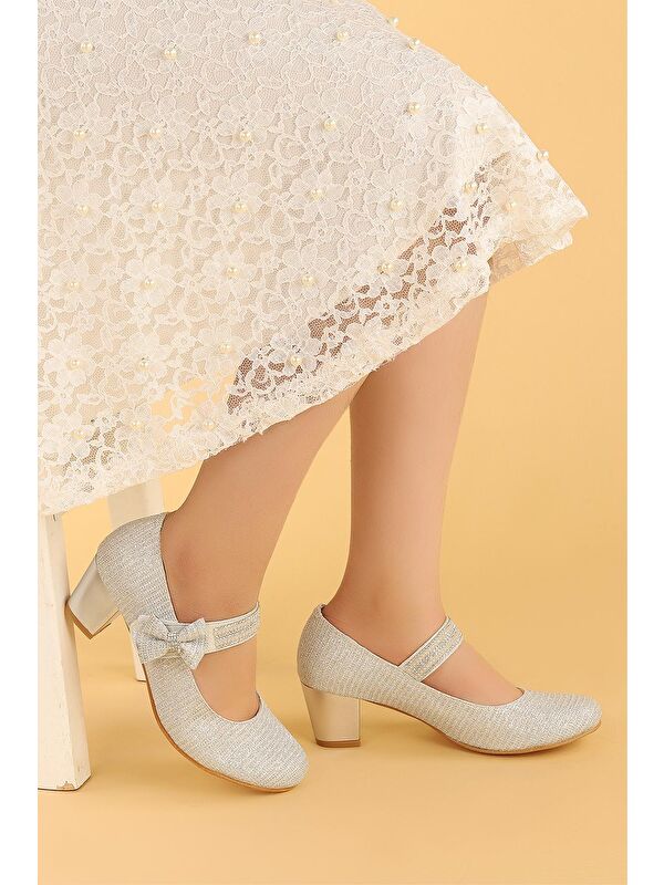 Cameli Çupra Günlük Kız Çocuk 4 Cm Topuklu Abiye Ayakkabı - Görsel 3