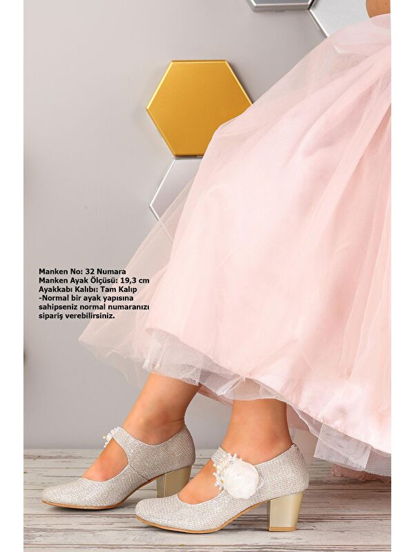 Angelina Çupra Günlük Kız Çocuk 4 Cm Topuklu Abiye Ayakkabı - Görsel 4