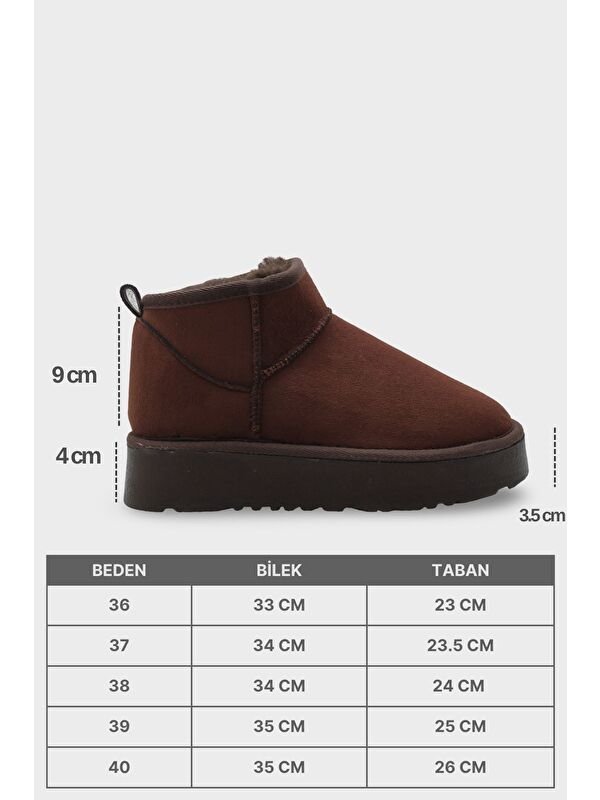 Raina Kalın Tabanlı Yuvarlak Burunlu Kürklü Kısa Kadın Bot - Görsel 8
