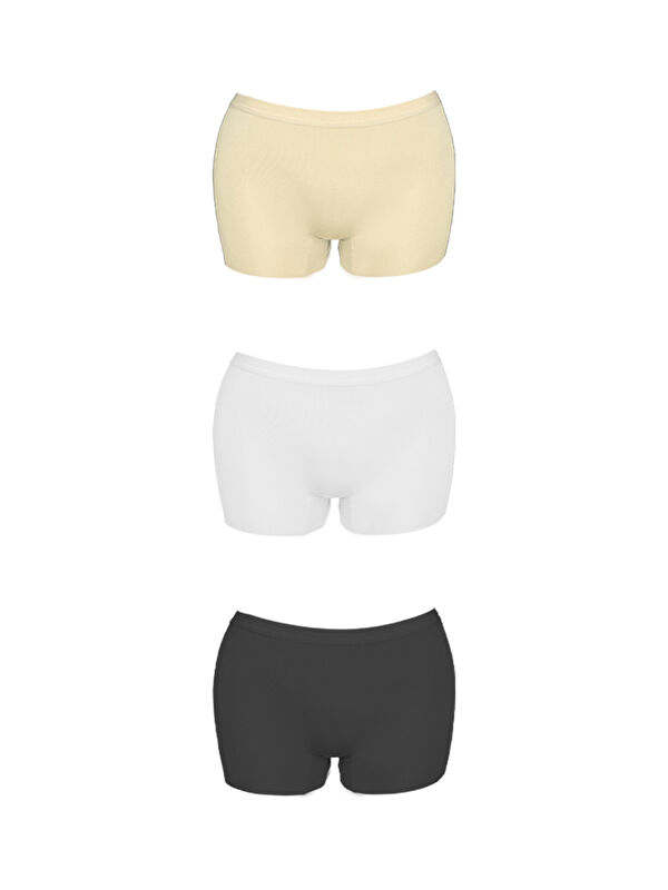 Cottonhill Basic Lazer Kesim Dikişsiz Kadın Boxer Külot 3'Lü Paket