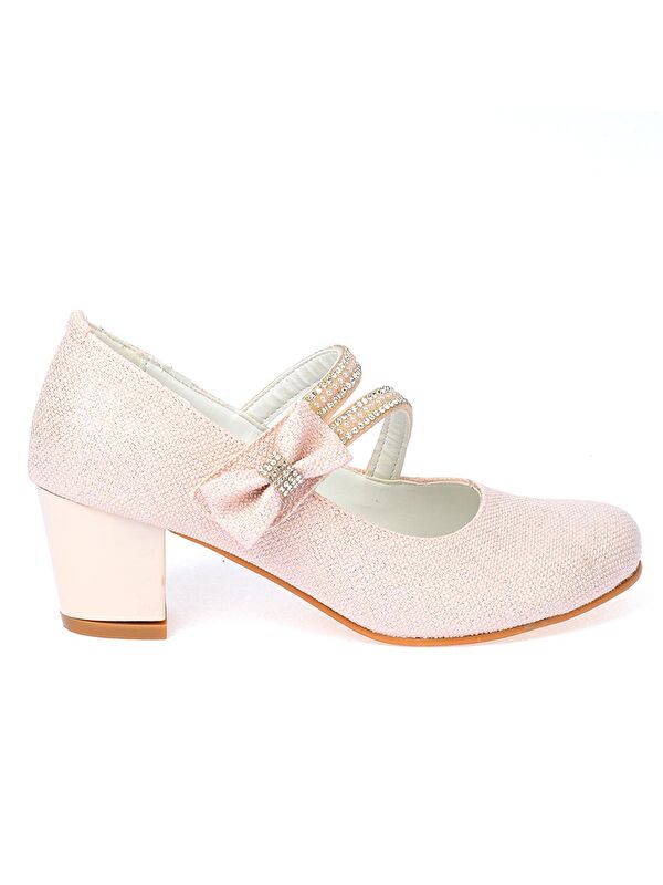 Aisha Kum Simli Günlük Kız Çocuk 4 Cm Topuklu Abiye Ayakkabı - Görsel 3