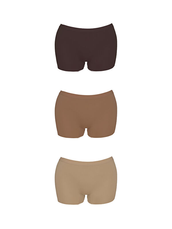 Cottonhill Basic Lazer Kesim Dikişsiz Kadın Boxer Külot 3'Lü Paket - 2