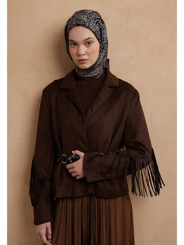 Fresh Scarfs Helene Desen Pamuk İpek Eşarp Sıcak Kahve